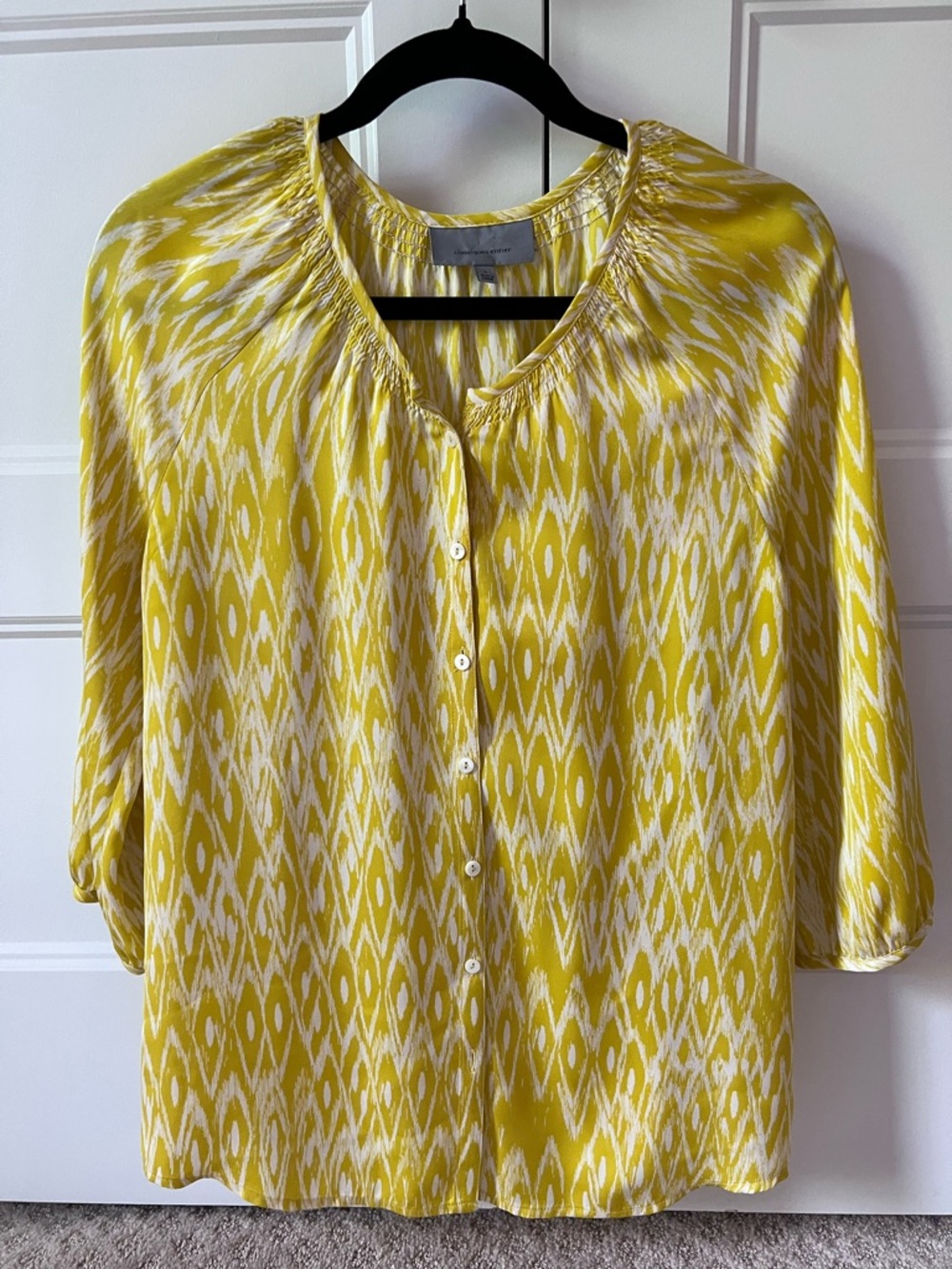 Women’s Yellow Ikat Button-Front Blouse